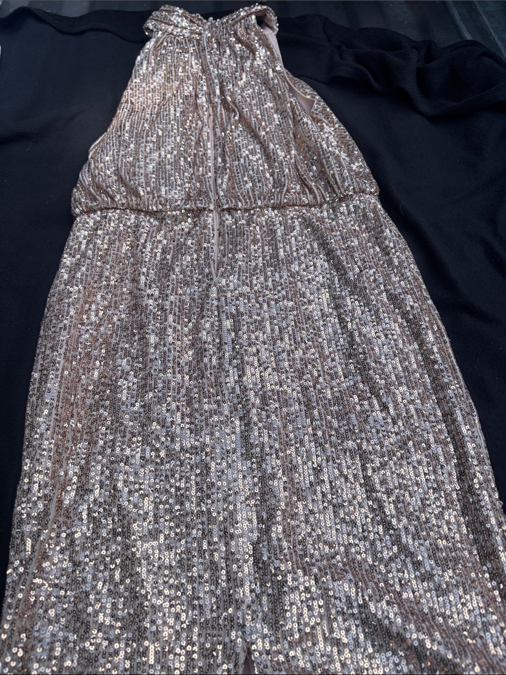 Eliza J Rose Gold Strapless Sequin Dress. Size 12